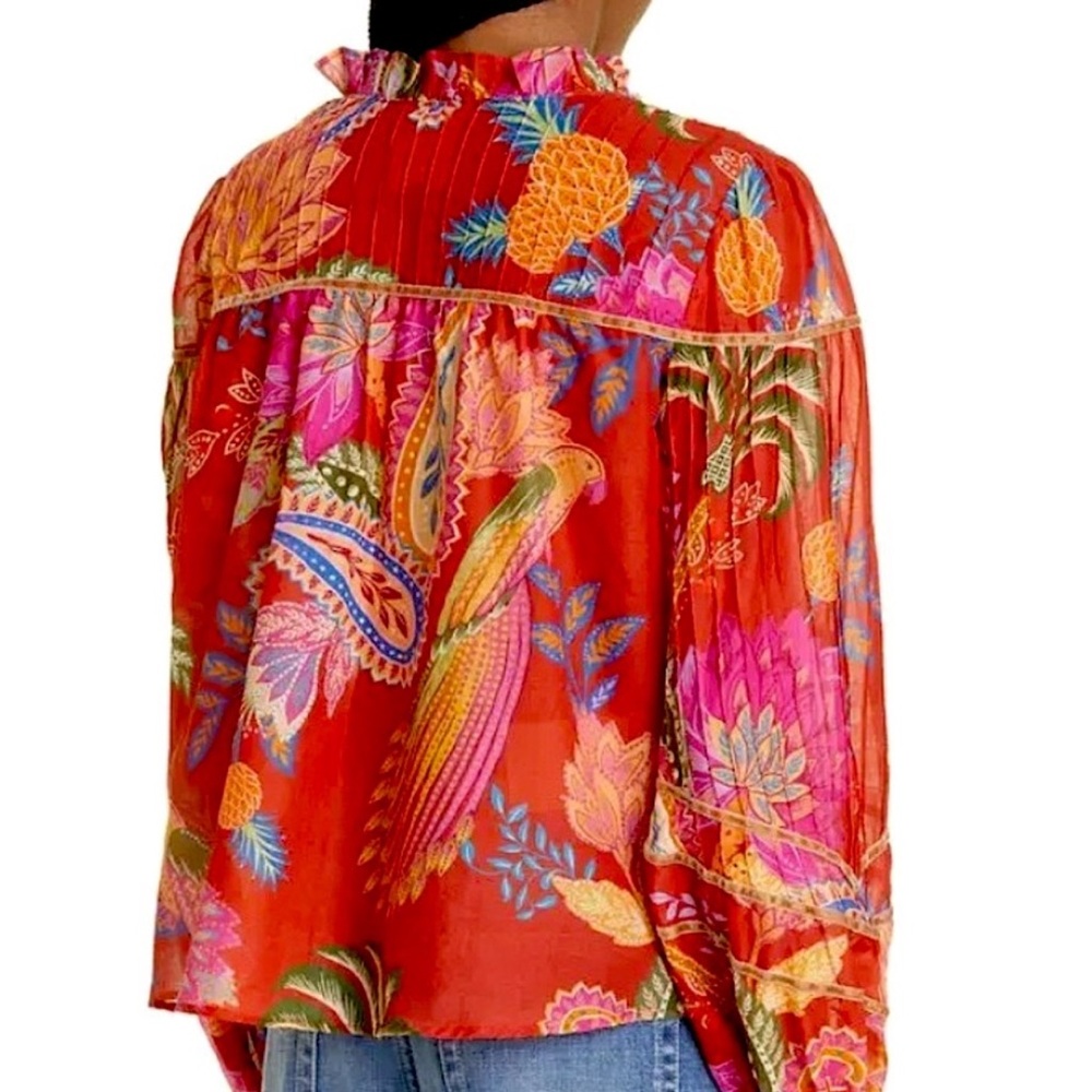 FARM Rio Paisley Long Sleeve Button Up Blouse, NEW - Picture 5 of 14
